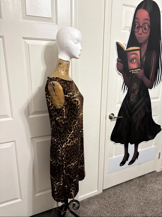 No Boundaries leopard shimmery dress large has stretch vintage Y2K boho chic - Picture 4 of 7